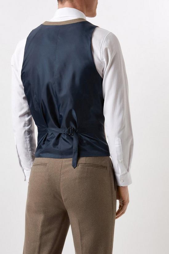 Burton Slim Neutral Herringbone Tweed Suit Waistcoat 3