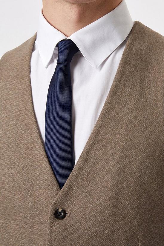 Burton Slim Neutral Herringbone Tweed Suit Waistcoat 4