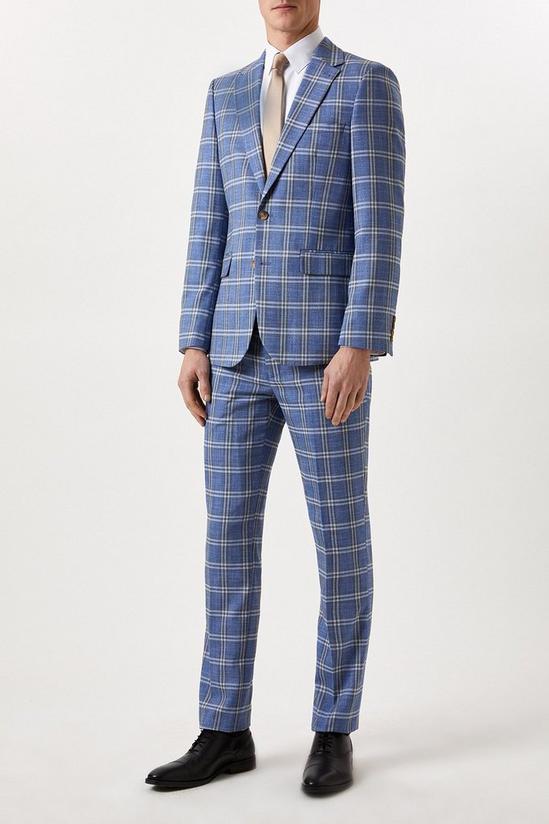 Burton Slim Fit Light Blue Check Suit Jacket 2