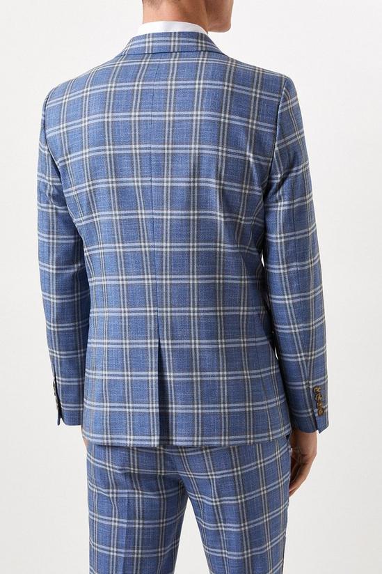 Burton Slim Fit Light Blue Check Suit Jacket 3