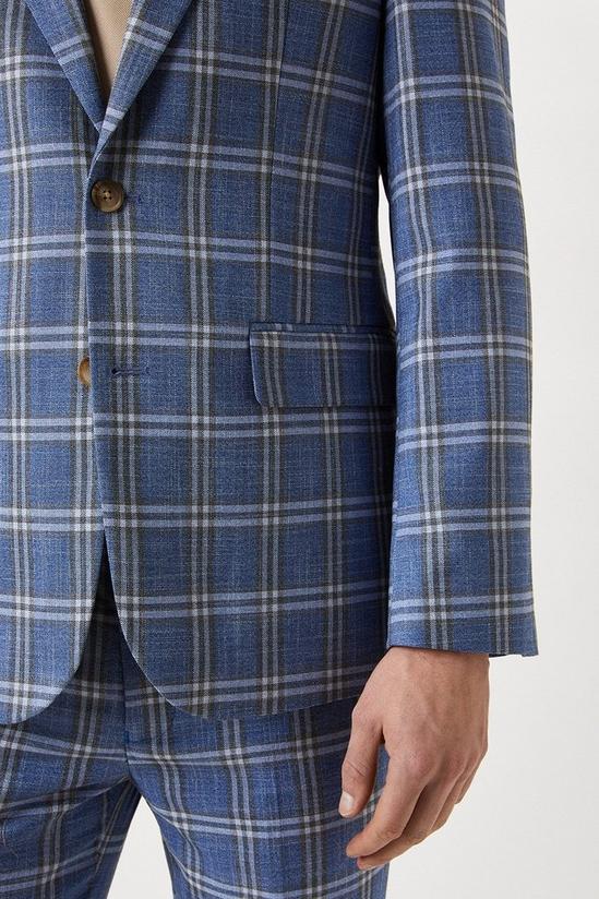 Burton Slim Fit Light Blue Check Suit Jacket 5