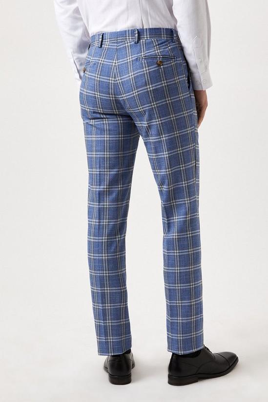 Burton Slim Fit Light Blue Check Suit Trousers 3
