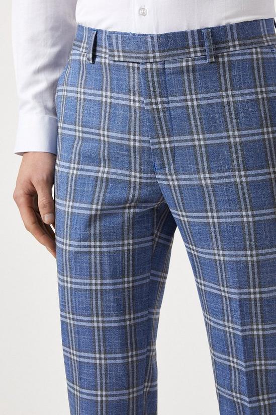 Burton Slim Fit Light Blue Check Suit Trousers 4