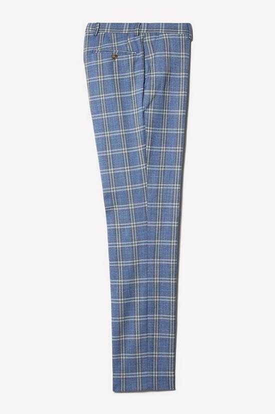 Burton Slim Fit Light Blue Check Suit Trousers 5