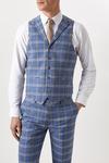 Burton Slim Fit Light Blue Check Suit Waistcoat thumbnail 2