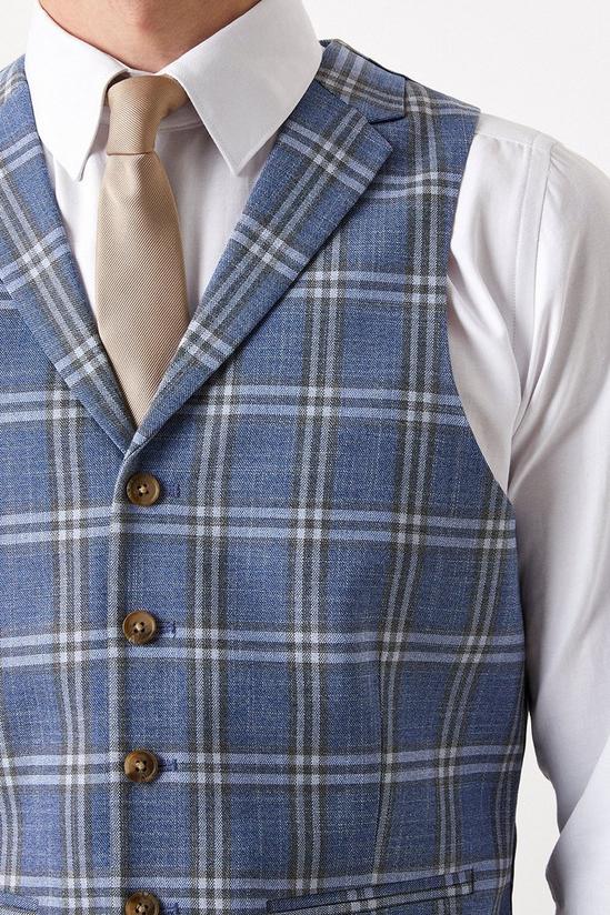 Burton Slim Fit Light Blue Check Suit Waistcoat 5
