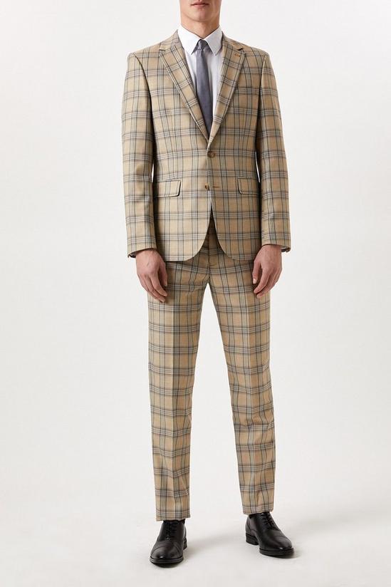 Burton Slim Fit Neutral Highlight Check Suit Jacket 2