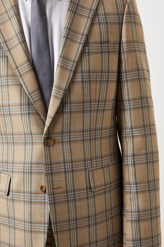 Burton Slim Fit Neutral Highlight Check Suit Jacket 4