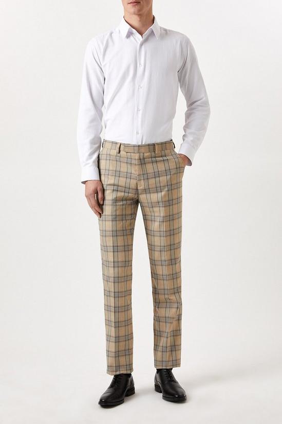 Burton Slim Fit Neutral Highlight Check Suit Trousers 1