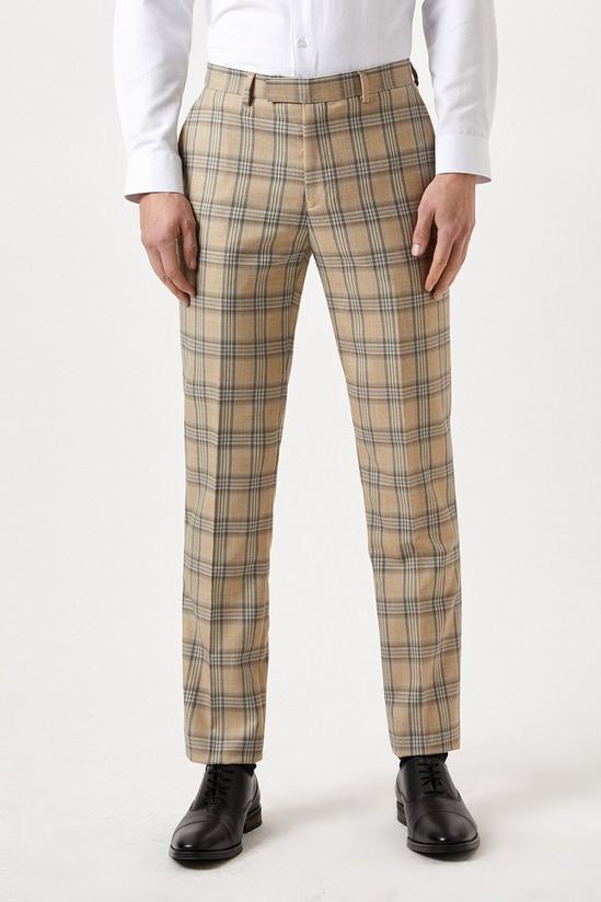 Burton Slim Fit Neutral Highlight Check Suit Trousers 2