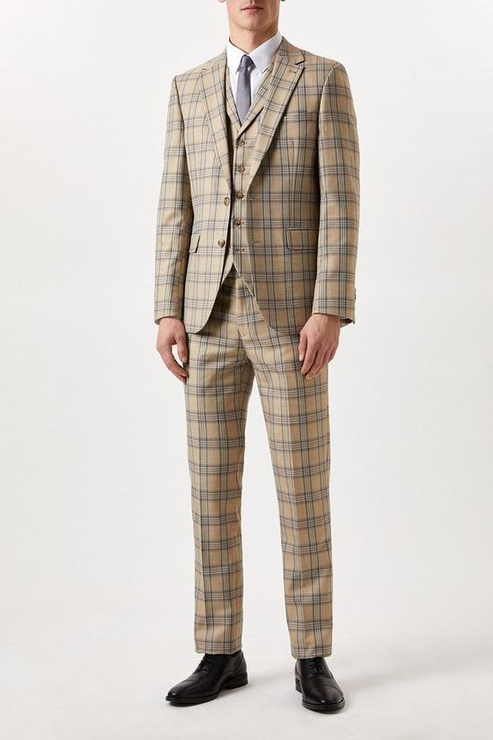 Burton Slim Neutral Highlight Check Suit Waistcoat 2