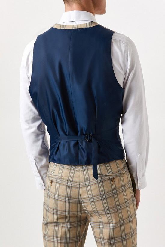 Burton Slim Neutral Highlight Check Suit Waistcoat 3