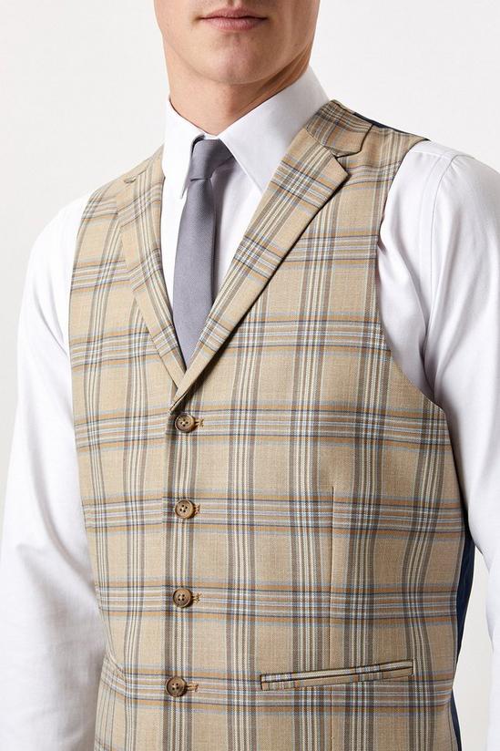 Burton Slim Neutral Highlight Check Suit Waistcoat 4