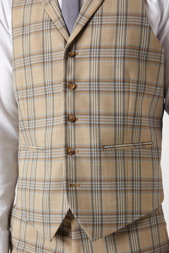 Burton Slim Neutral Highlight Check Suit Waistcoat 6