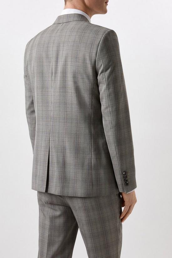 Burton Slim Fit Neutral Check Suit Jacket 3