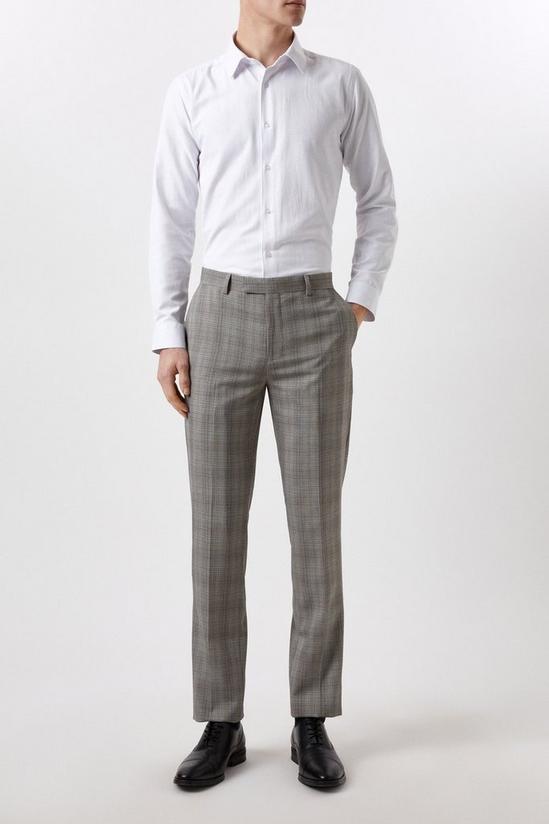 Burton Slim Fit Neutral Check Suit Trousers 1