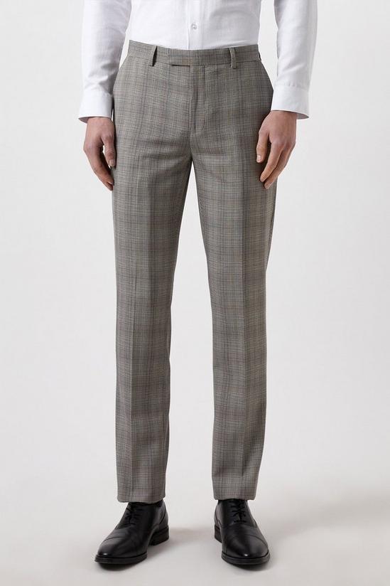 Burton Slim Fit Neutral Check Suit Trousers 2