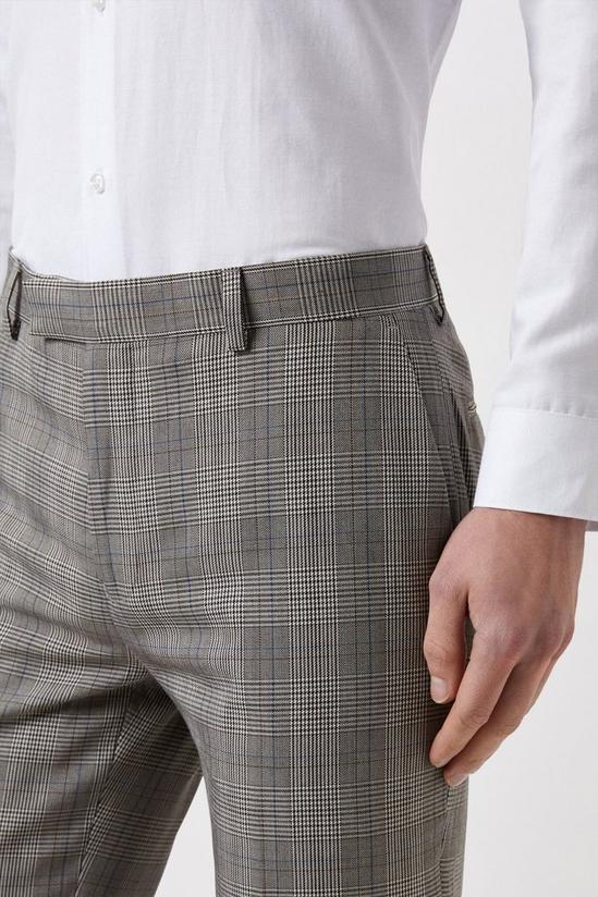 Burton Slim Fit Neutral Check Suit Trousers 4