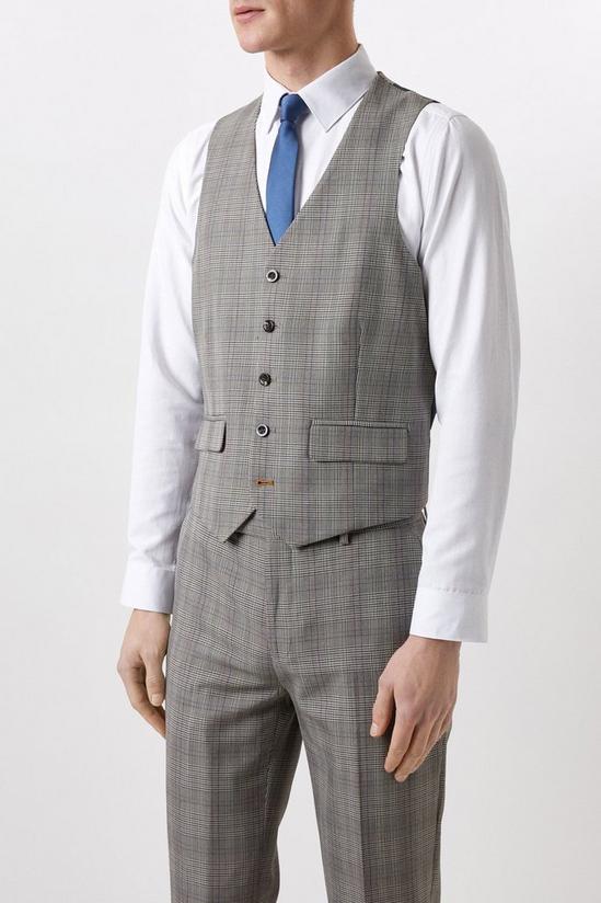 Burton Slim Fit Neutral Check Suit Waistcoat 1