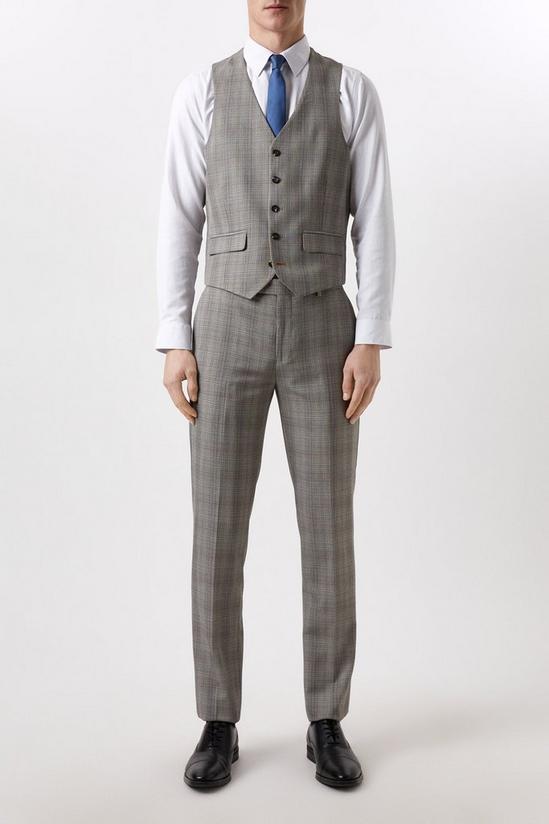 Burton Slim Fit Neutral Check Suit Waistcoat 2