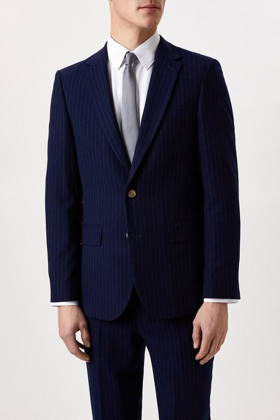 Burton Slim Fit Navy Pinstripe Suit Jacket 1