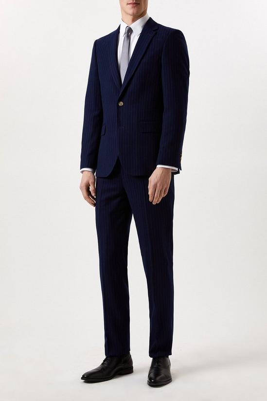 Burton Slim Fit Navy Pinstripe Suit Jacket 2