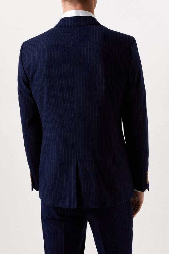 Burton Slim Fit Navy Pinstripe Suit Jacket 3