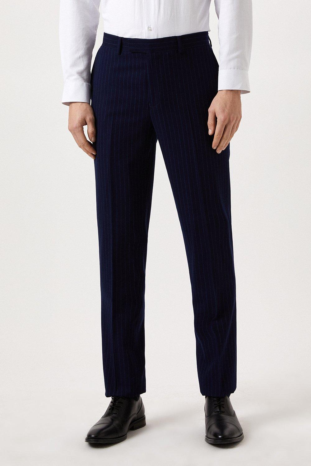 Suits | Slim Fit Navy Pinstripe Suit Trouser | Burton