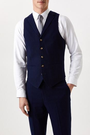Related Product Slim Fit Navy Pinstripe Suit Waistcoat