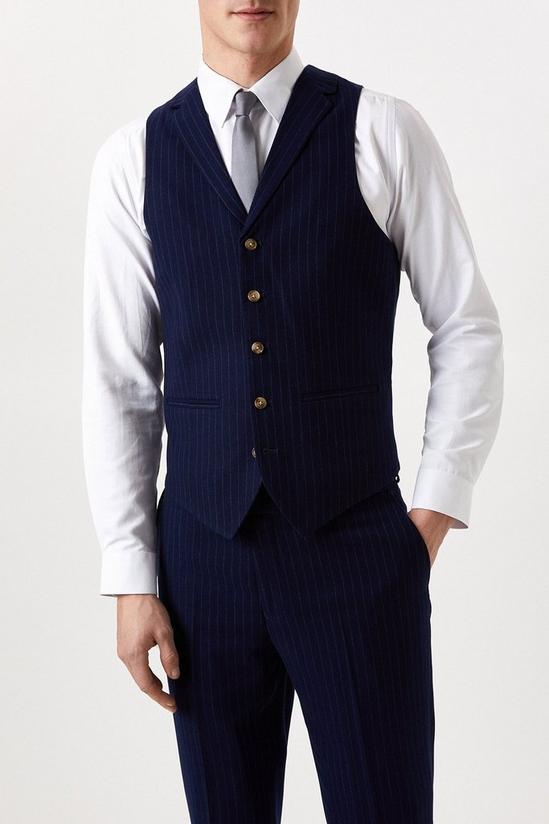 Burton Slim Fit Navy Pinstripe Suit Waistcoat 1