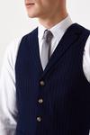 Burton Slim Fit Navy Pinstripe Suit Waistcoat thumbnail 4