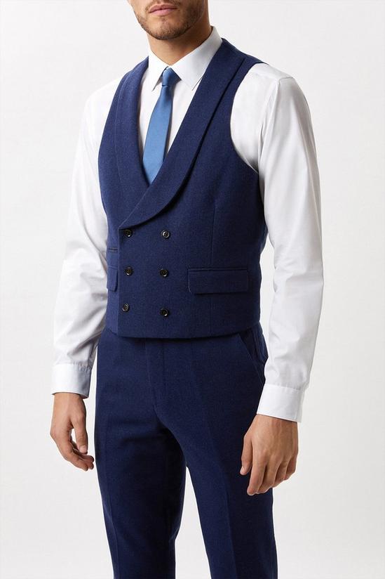 Burton Harry Brown Slim Fit Navy Tweed Suit Waistcoat 2