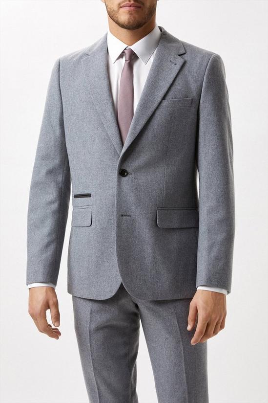 Burton Slim Fit Grey Tweed Suit Jacket 2