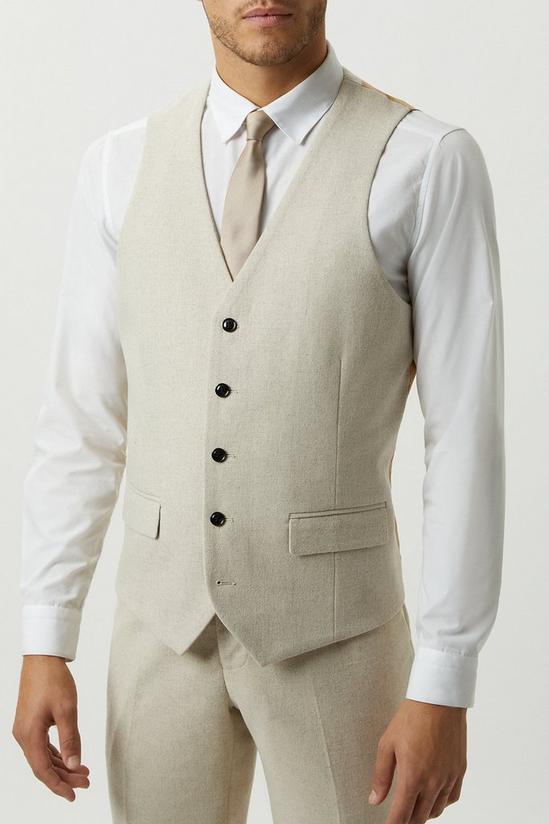 Burton Slim Fit Neutral Tweed Suit Waistcoat 1