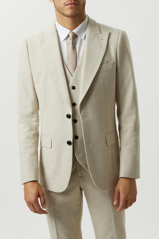 Burton Slim Fit Neutral Tweed Suit Waistcoat 2