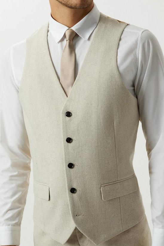 Burton Slim Fit Neutral Tweed Suit Waistcoat 4