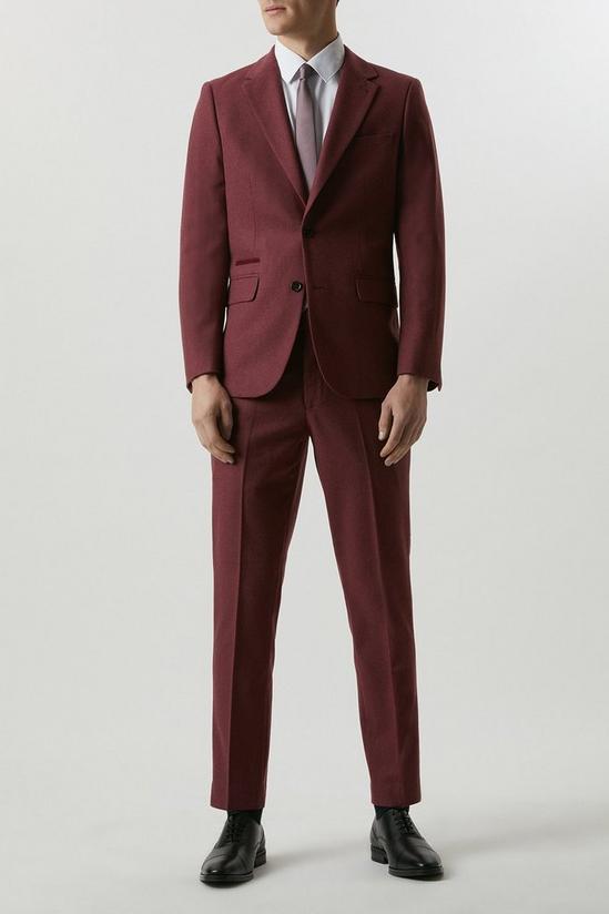 Burton Slim Fit Burgundy Tweed Suit Jacket 1