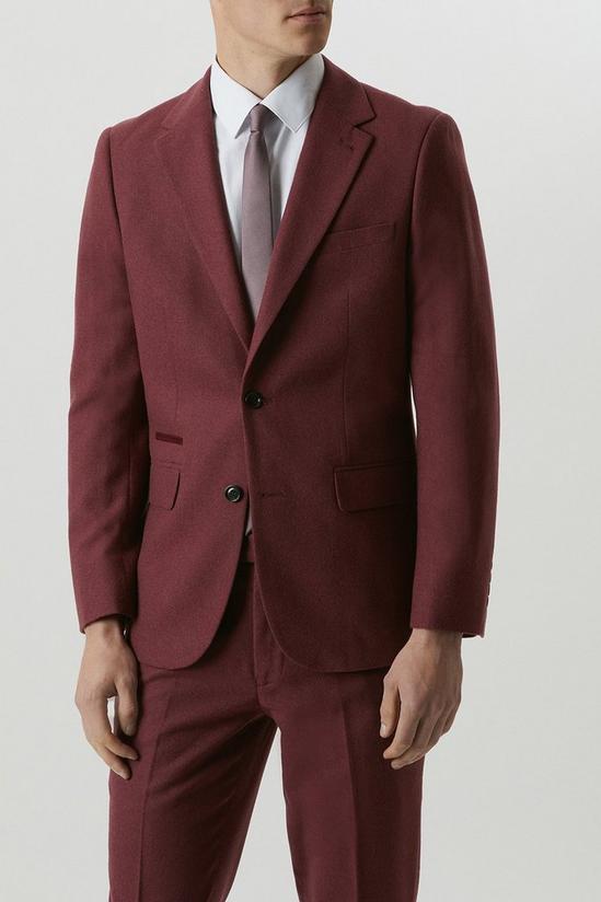 Burton Slim Fit Burgundy Tweed Suit Jacket 2