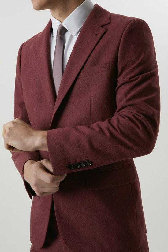 Burton Slim Fit Burgundy Tweed Suit Jacket 5