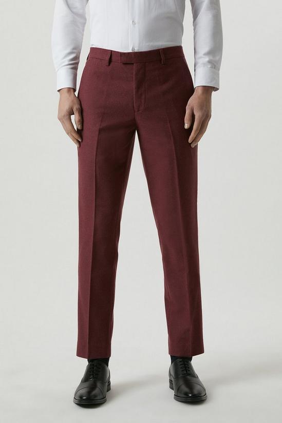 Burton Slim Fit Burgundy Tweed Suit Trousers 1