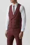 Burton Slim Fit Burgundy Tweed Suit Waistcoat thumbnail 1