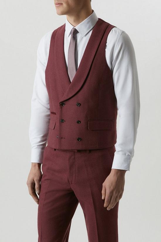 Burton Slim Fit Burgundy Tweed Suit Waistcoat 1