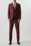 Burton Slim Fit Burgundy Tweed Suit Waistcoat thumbnail 2