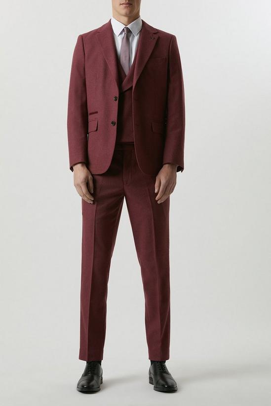 Burton Slim Fit Burgundy Tweed Suit Waistcoat 2