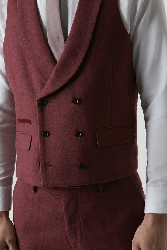Burton Slim Fit Burgundy Tweed Suit Waistcoat 5