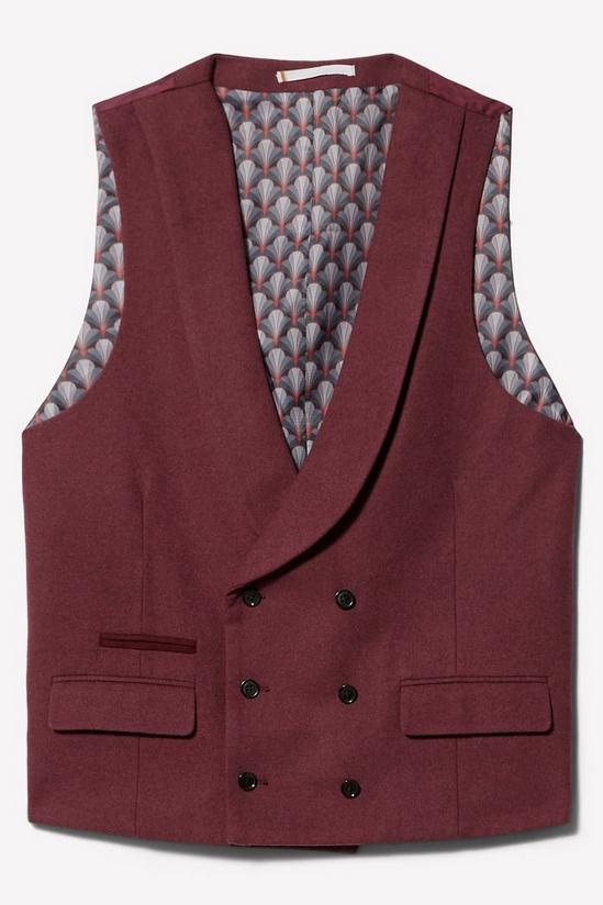 Burton Slim Fit Burgundy Tweed Suit Waistcoat 6