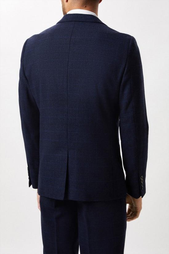 Burton Slim Fit Navy Check Tweed Suit Jacket 3