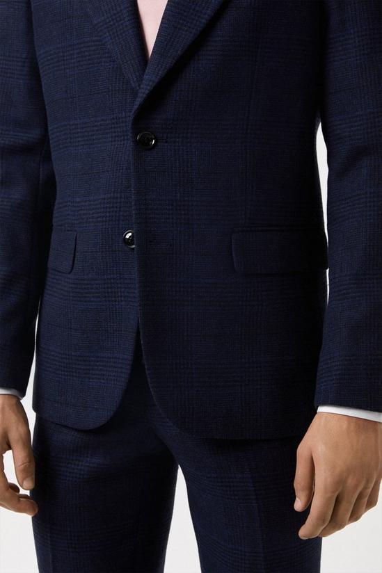 Burton Slim Fit Navy Check Tweed Suit Jacket 5