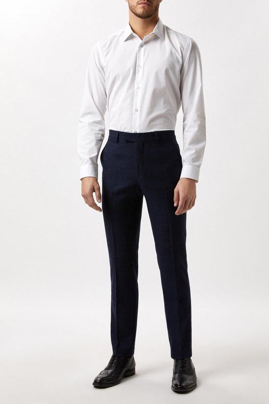 Burton Slim Fit Navy Check Tweed Suit Trousers 1