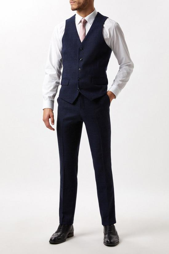 Burton Harry Brown Slim Fit Navy Check Tweed Suit Waistcoat 1